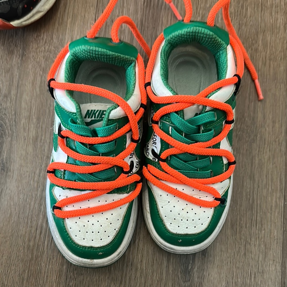 Nike Green and White Sneakers with Unique Lacing